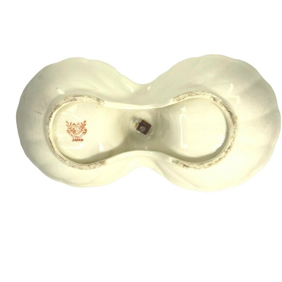 Vintage Double Trinket Tray  Olive Bowl Handle Porcelain Hand Painted Japan u - Picture 5 of 9